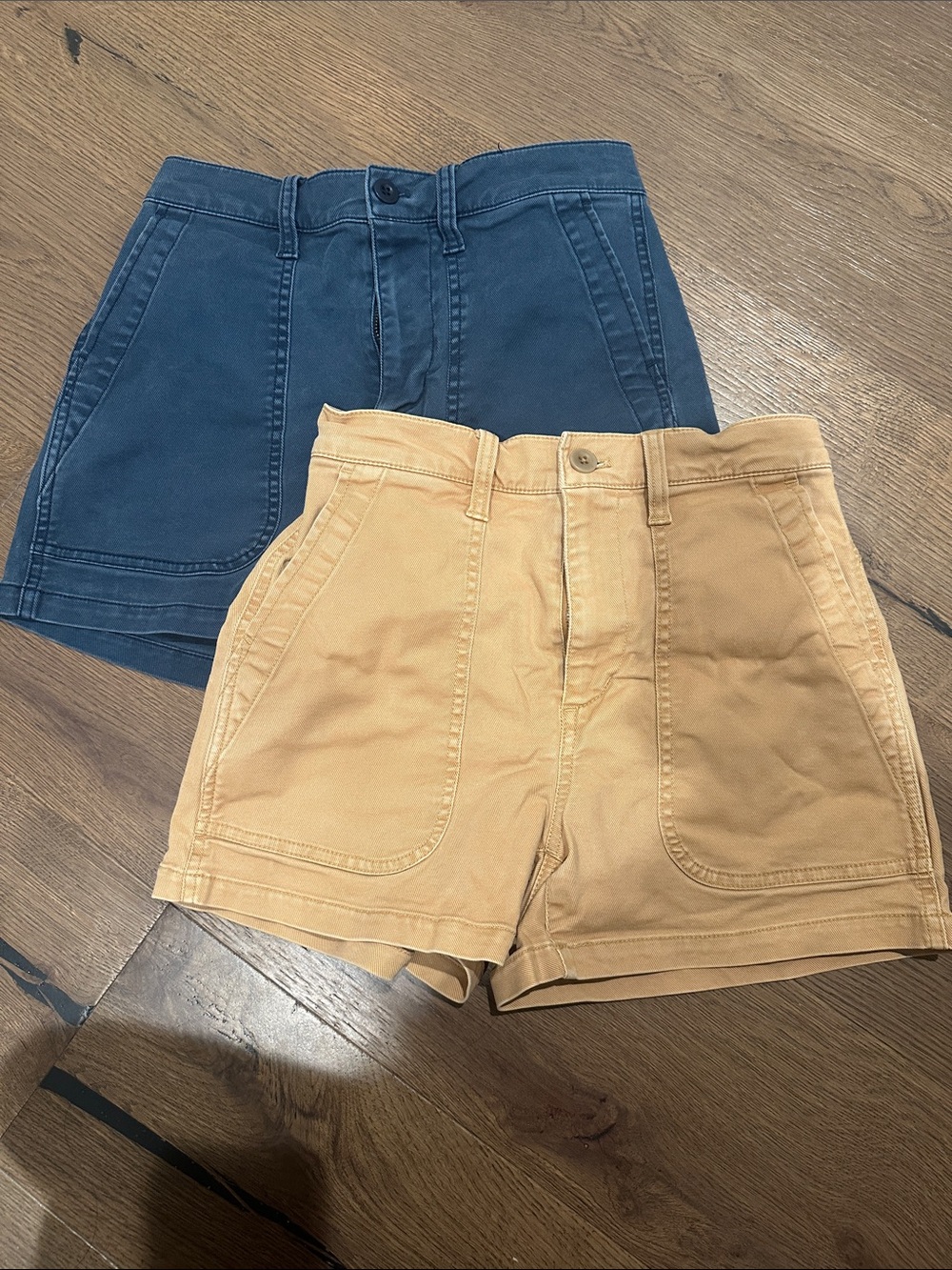 Madewell High-Waist Utility Shorts — Indigo and Khaki